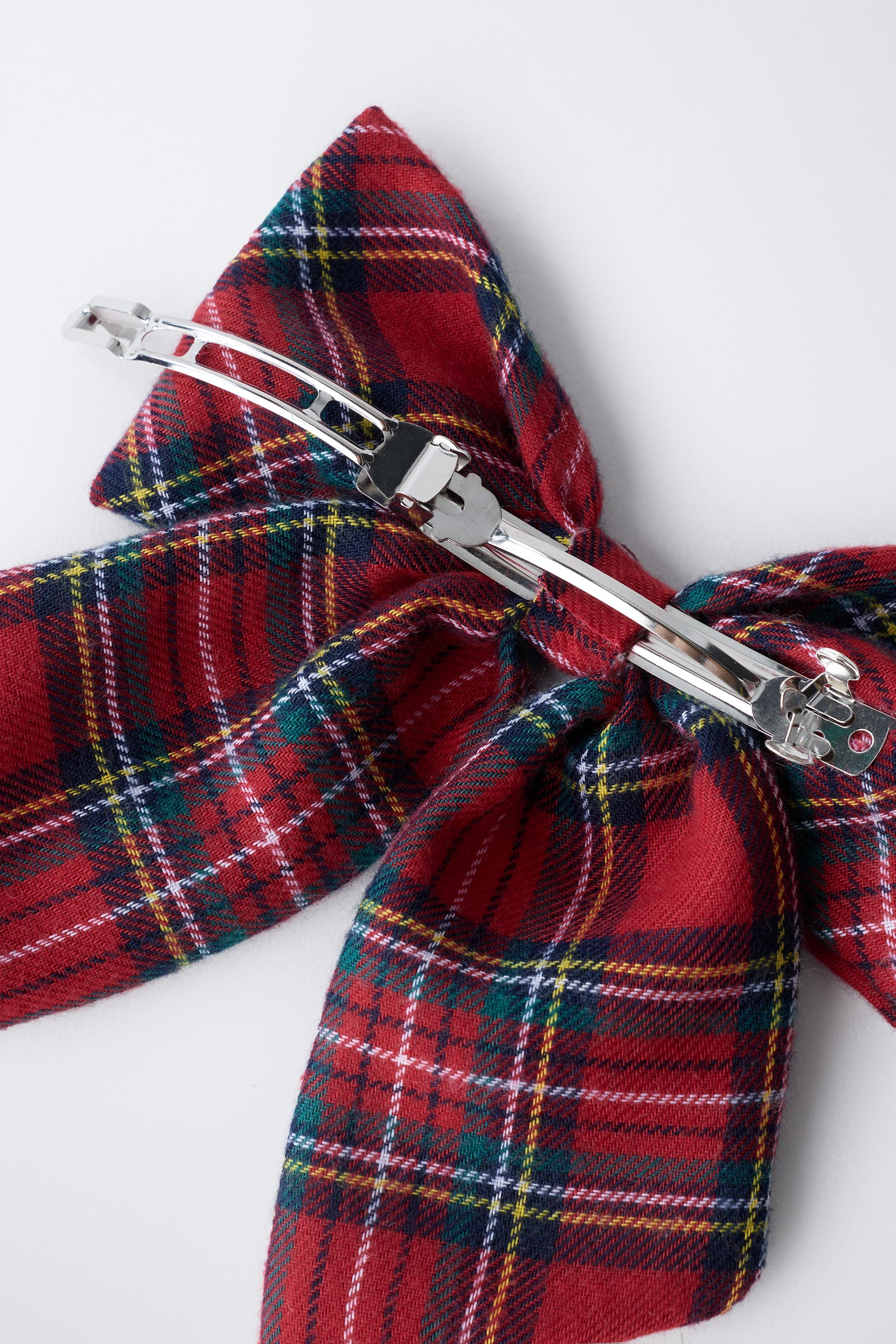 PLAID BOW CLIP