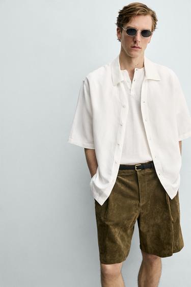 FLUID VISCOSE/LINEN SHIRT - Oyster-white by Zara - Image 4