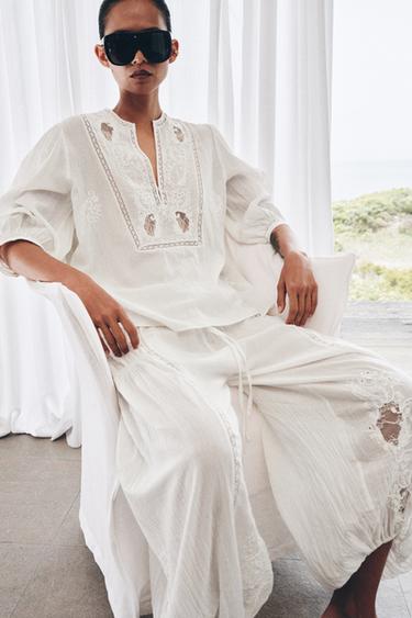 ZW COLLECTION EMBROIDERED LACE SHIRT - White by Zara