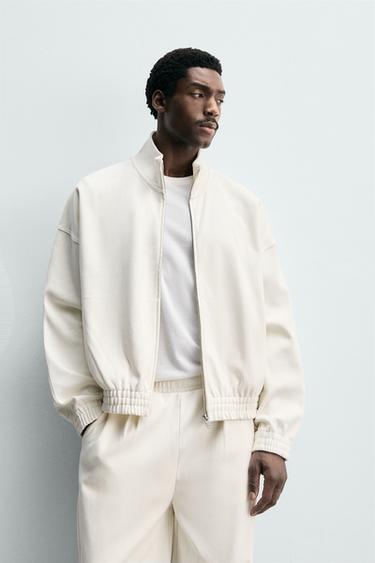 ТОЛСТОВКА НА МОЛНИИ ИЗ ТКАНИ ИНТЕРЛОК — ЭКРЮ от Zara