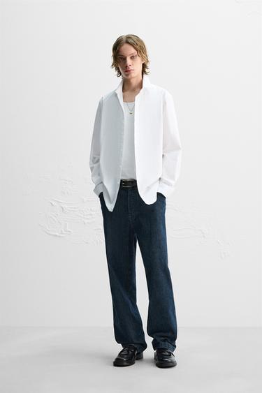 CAMISA ESTRUCTURA RAYAS - Blanco de Zara - Imagen 0