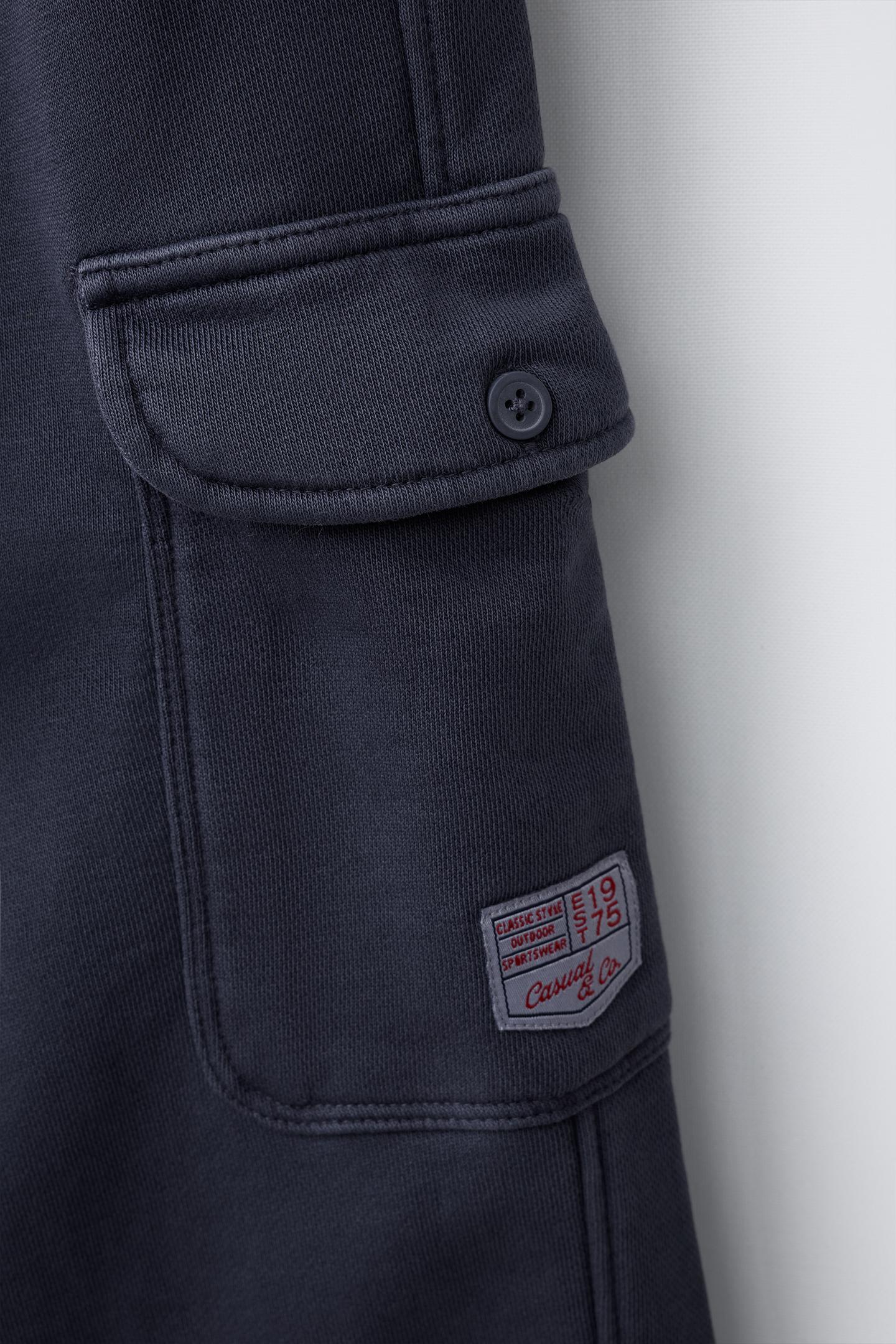 Детские брюки Zara Fleece Cargo Pants with Label, цвет: Синий / Серый — фото 4