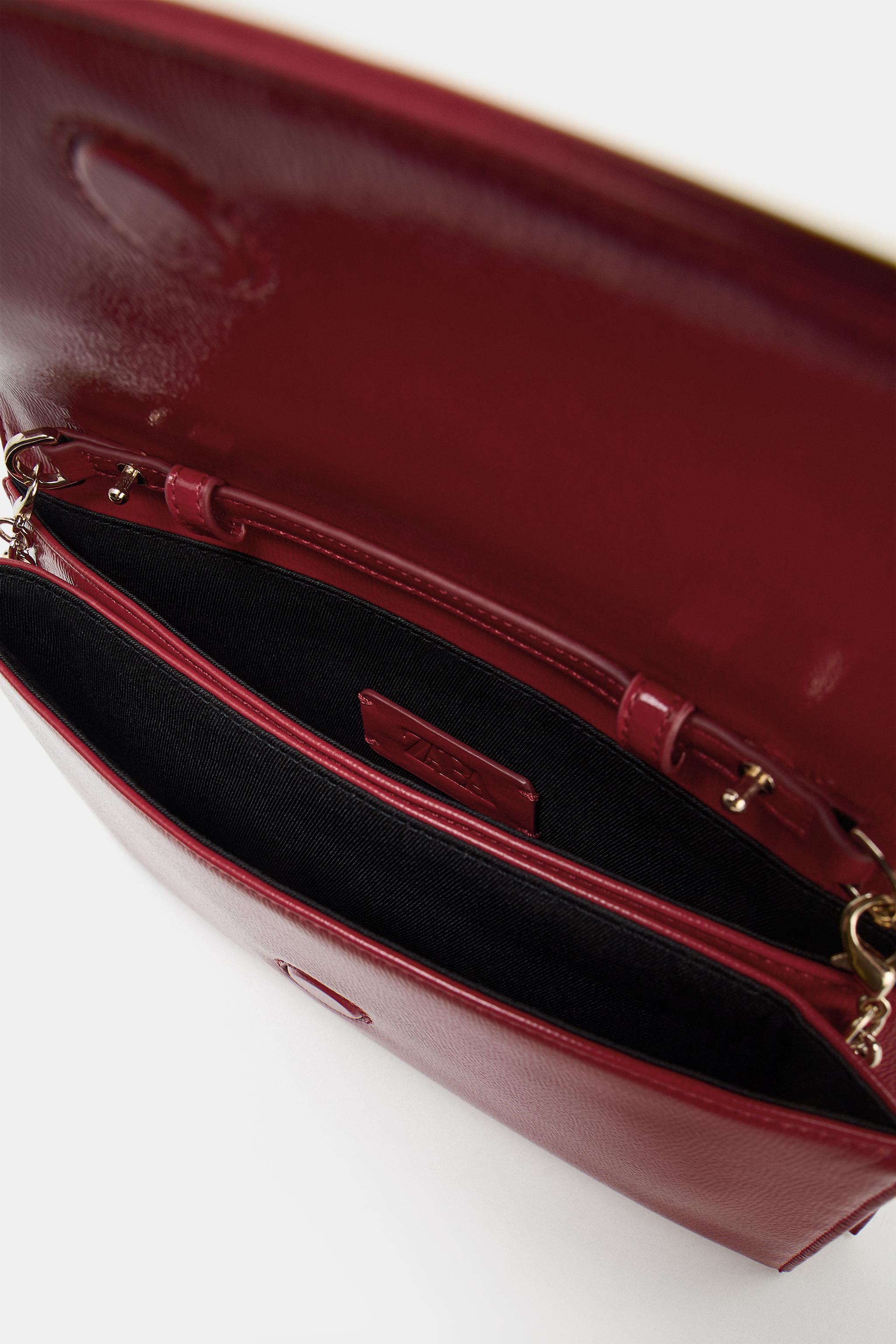 PATENT EFFECT SHOULDER BAG - Red | ZARA United States