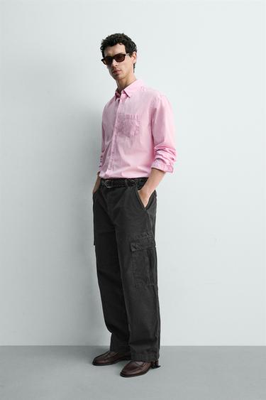 WASHED RELAXED FIT CARGO TROUSERS - Petrol blue by Zara