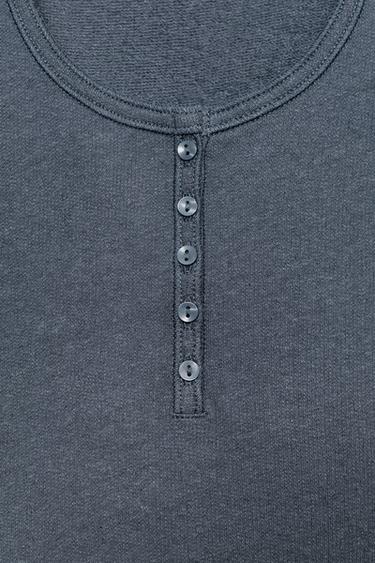 TOP À BOUTONS ET LIN - bleu-poudré de Zara - Image 3
