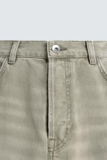CONTRAST STRAIGHT-LEG JEANS - Grey / Beige by Zara - Image 8