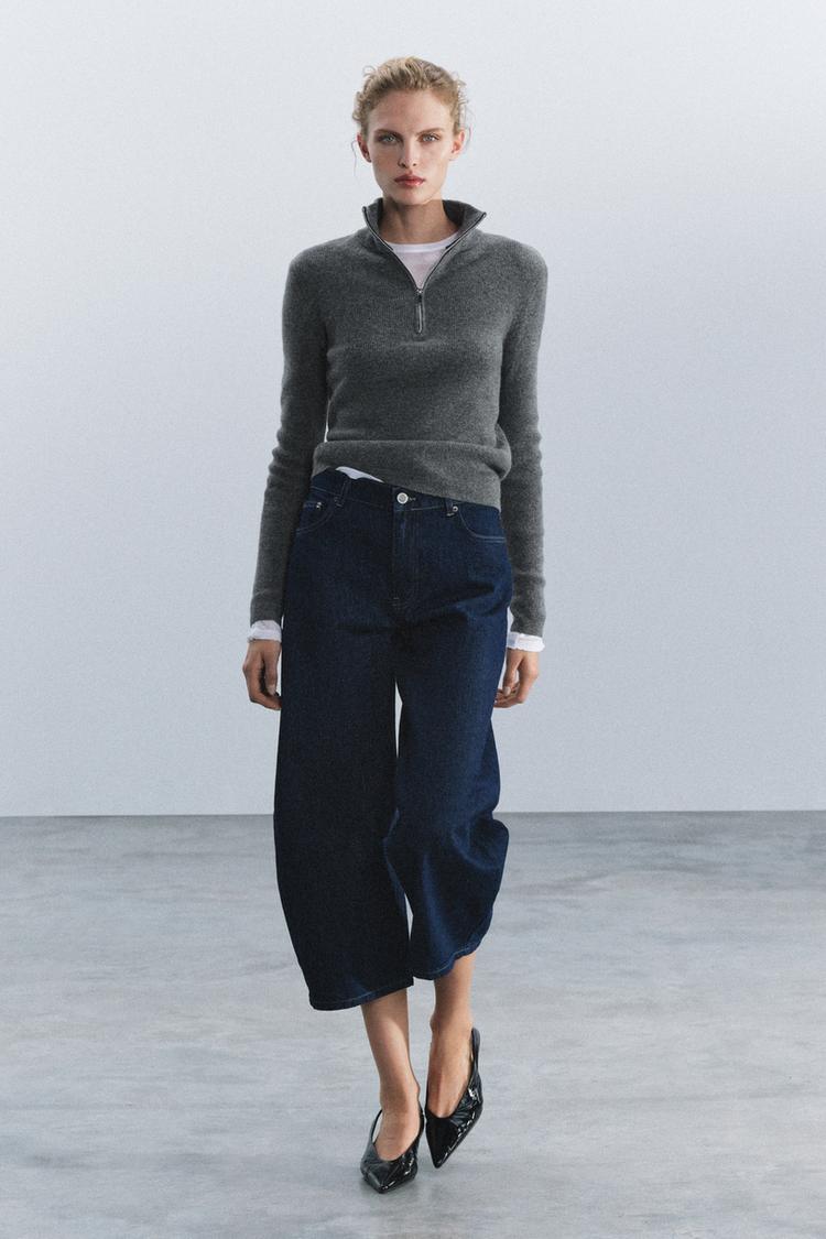 ZW COLLECTION MID-RISE CAPRI BALLOON JEANS — Blue