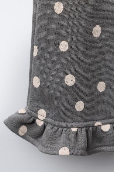 PANTALON EN MOLLETON IMPRIMÉ À VOLANTS - Gris moyen de Zara - Image 3