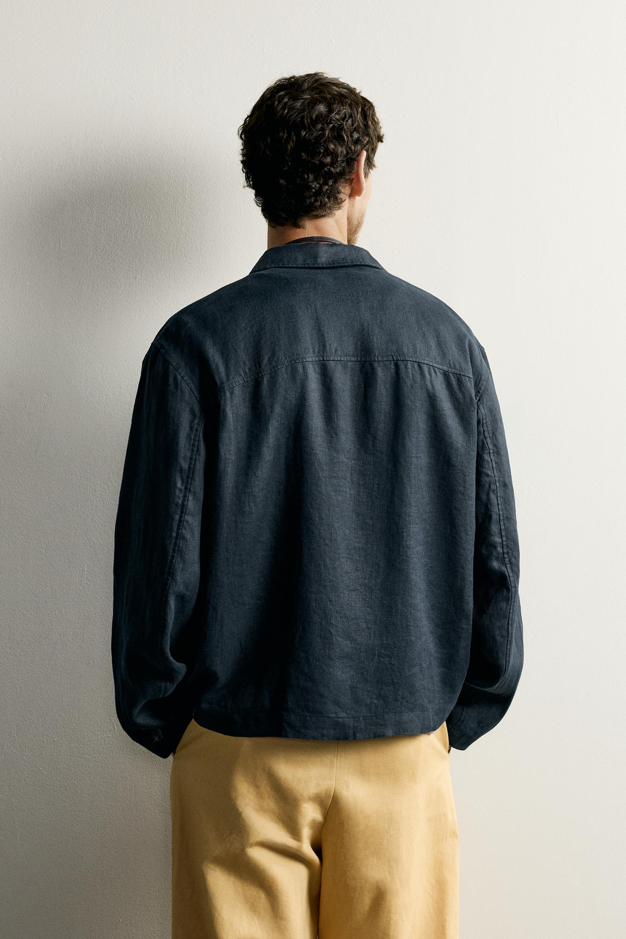 100% LINEN REGULAR FIT OVERSHIRT