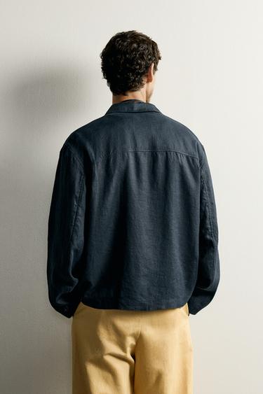 SURCHEMISE REGULAR FIT 100 % LIN - Bleu marine de Zara - Image 2