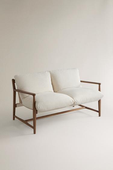 CANAPÉ BOIS ET COUSSIN DÉHOUSSABLE - Beige clair de Zara - Image 1