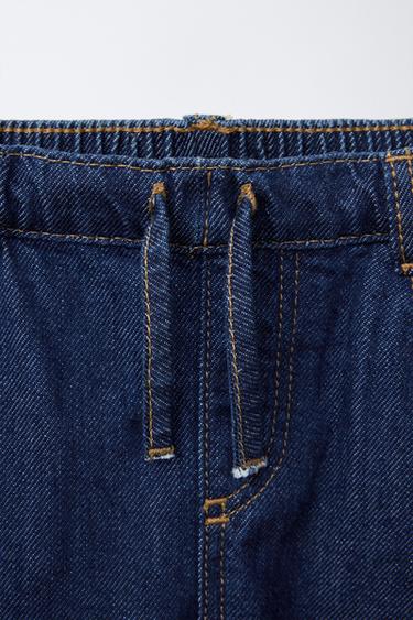 PANTALON EN DENIM LARGE - Indigo de Zara - Image 2