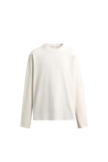 MEDIUM WEIGHT ORIGINS LONG SLEEVE T-SHIRT - Oyster-white by Zara