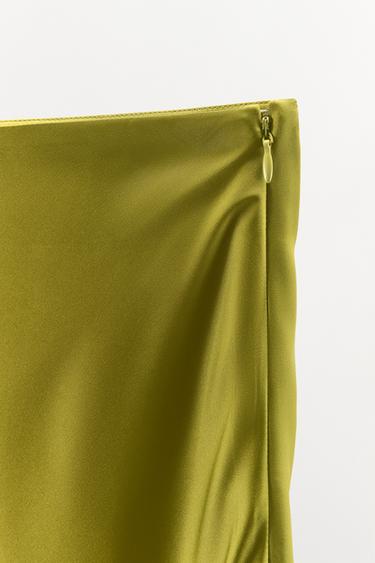 SATIN MIDI SKIRT - Olive green by Zara - Image 7