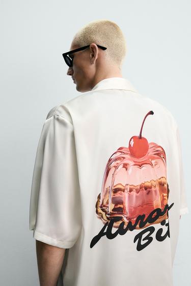GRAPHIC PRINT SATIN SHIRT - White by Zara - Image 5