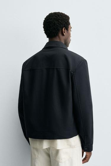 CROPPED FIT COTTON JACKET - Navy blue by Zara - Image 2