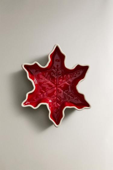 SCHALE AUS STEINGUT SCHNEEFLOCKE WEIHNACHTEN - Rot von Zara - Bild 0