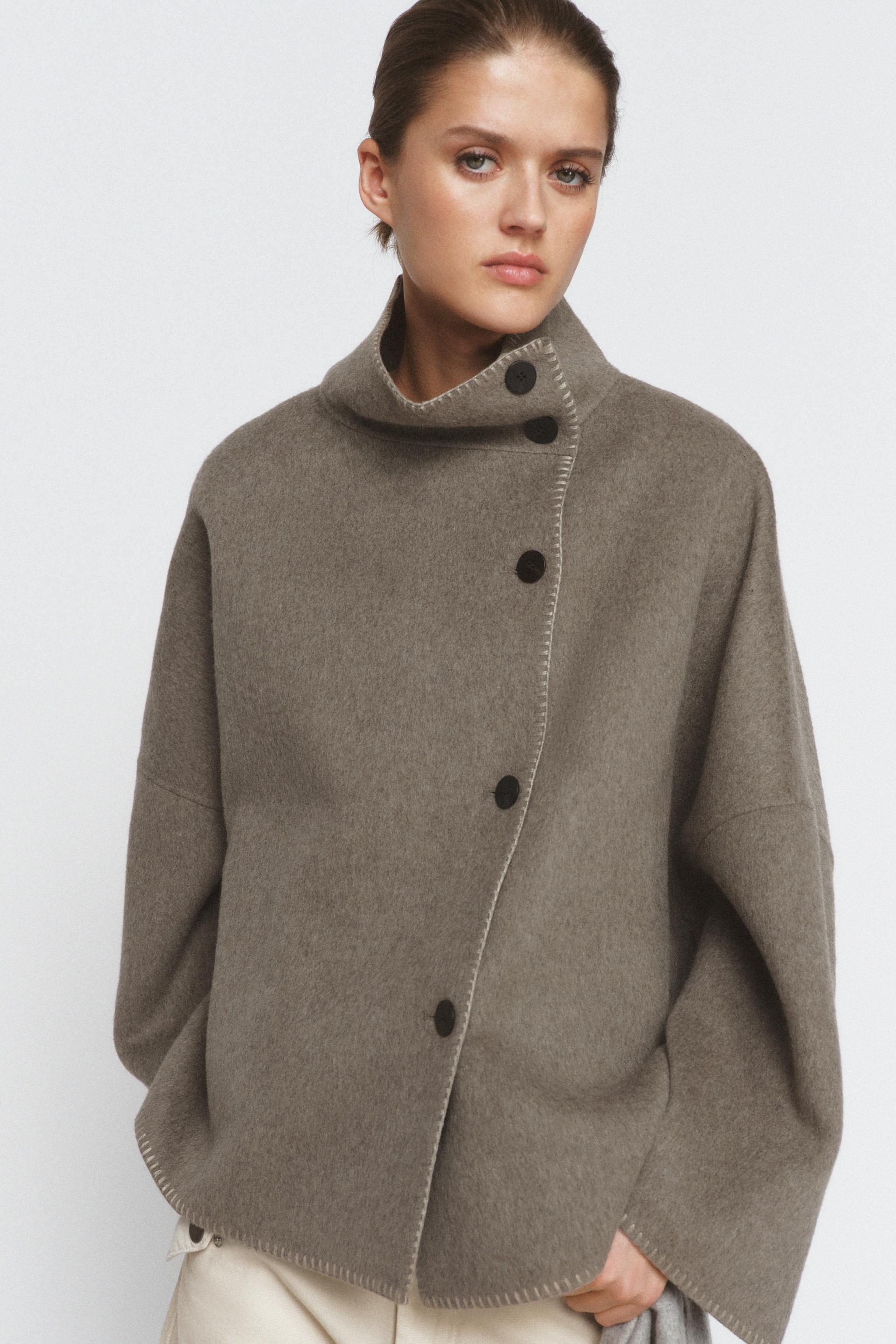 ZW COLLECTION YÜN KARIŞIMLI DİKİŞ DETAYLI CEKET