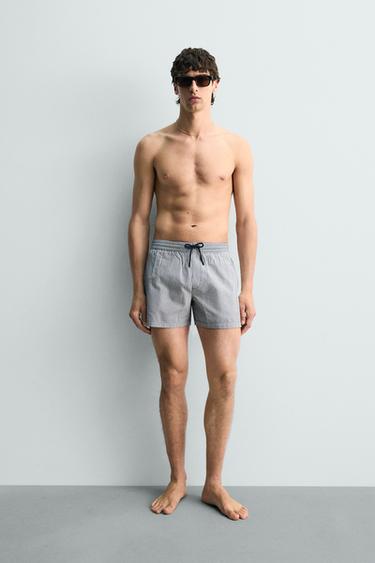 Zara MEDIUM SEERSUCKER SWIMSUIT - Navy blue - Image 0