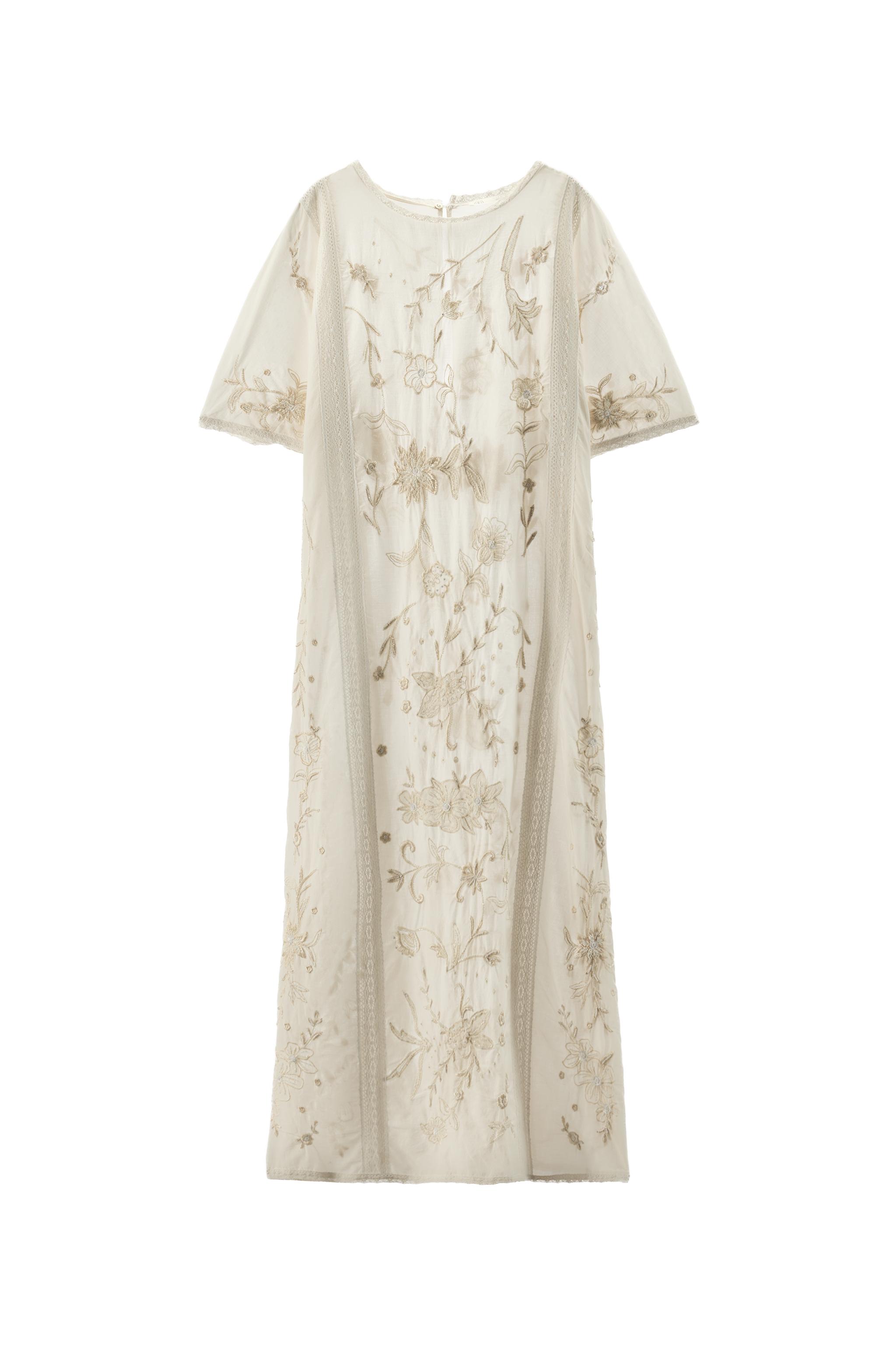 LIMITED EDITION EMBROIDERED BEADED DRESS - Oyster-white | ZARA United States