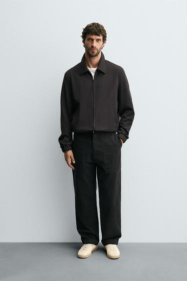 Zara SOFT TEXTURED JACKET - Black - Image 0