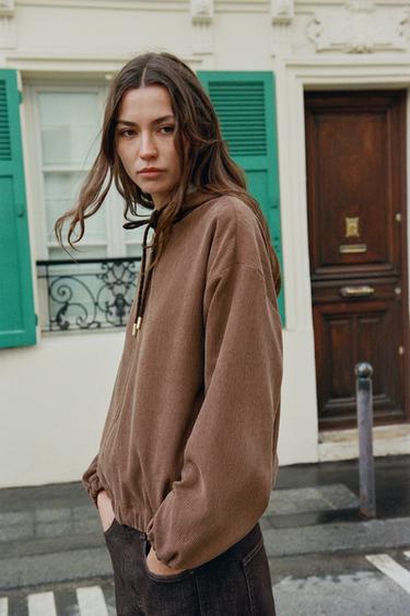 VESTE BOMBER À CAPUCHE - Marron clair de Zara - Image 2