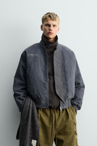 TEXTURED BOMBER JACKET X SR_A - Blue / Grey by Zara