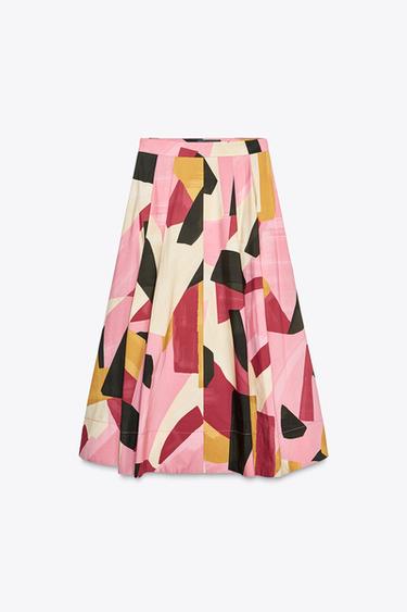 СПІДНИЦЯ ZW COLLECTION СЕРЕДНЬОЇ ДОВЖИНИ З ПРИНТОМ - Багатокольоровий Zara