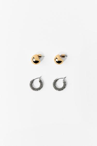 PACK PENDIENTES COMBINADOS ARO BOLA - Oro / Plata de Zara