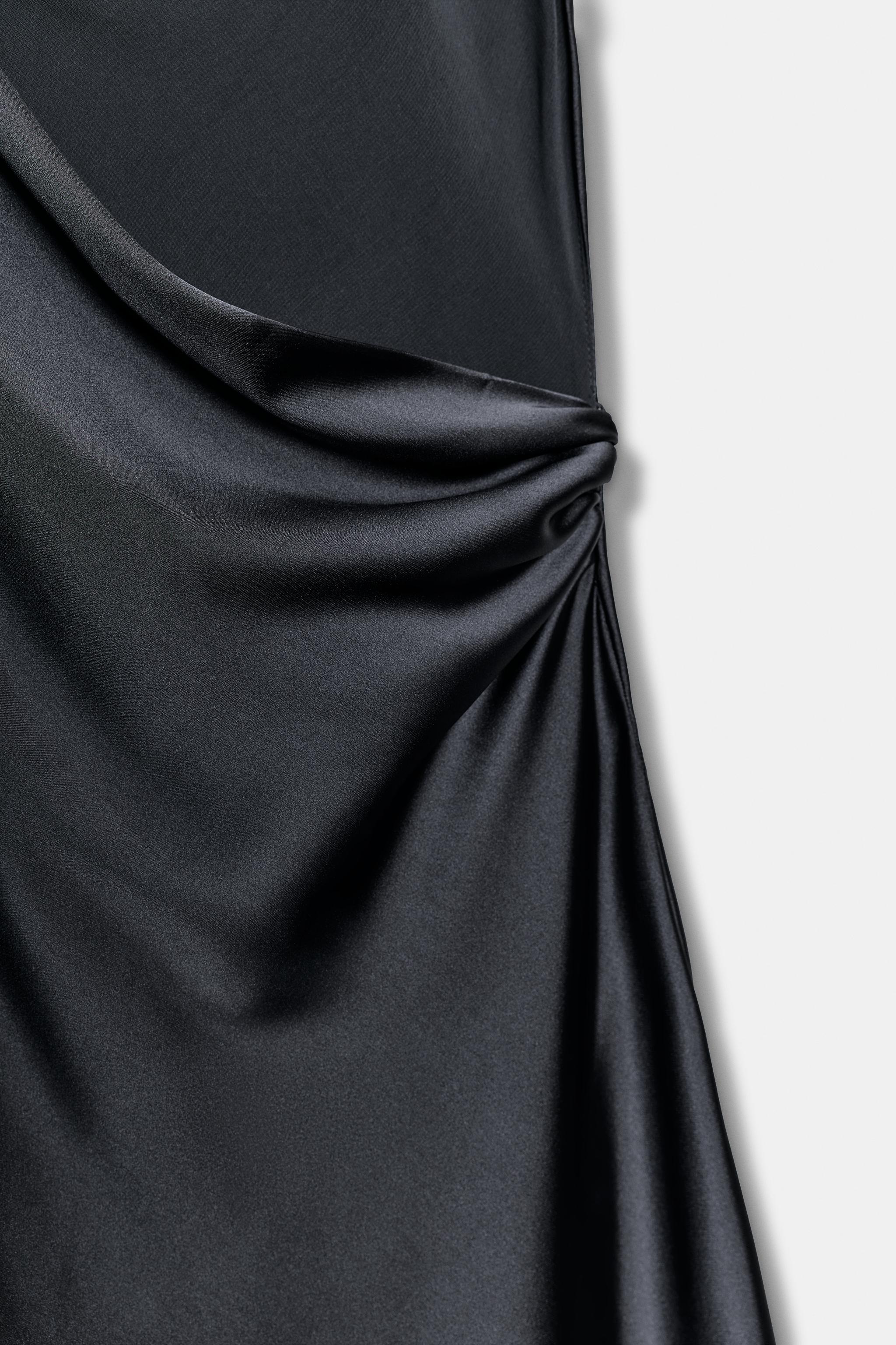 DRAPED SATIN MIDI DRESS