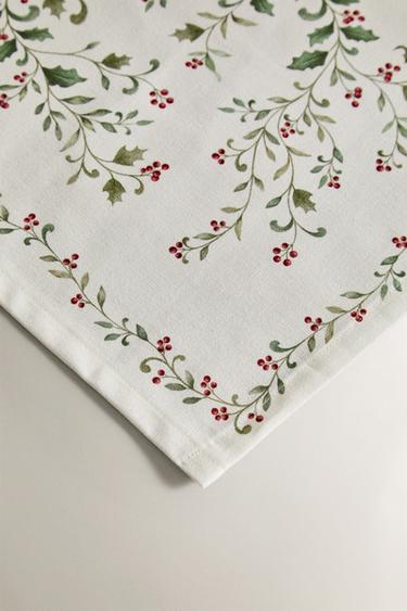 CHRISTMAS HOLLY LEAF TABLE RUNNER - Green by Zara - Image 2