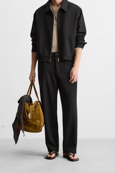 REGULAR FIT TROUSERS - Black by Zara