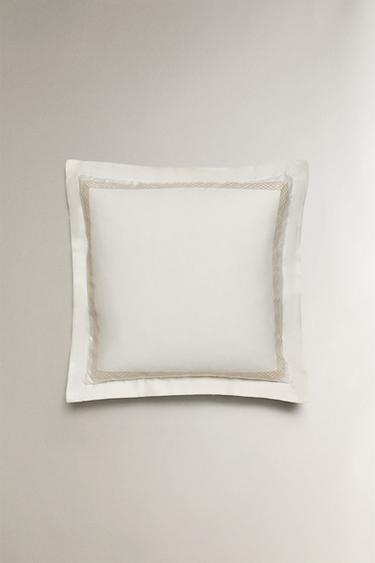 EMBROIDERED SATEEN PILLOWCASE - Oyster-white by Zara - Image 1