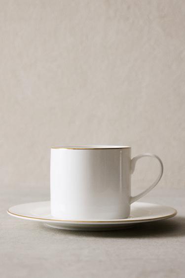 TASSE À THÉ AVEC SOUCOUPE PORCELAINE BONE CHINA BORD - Or de Zara - Image 4