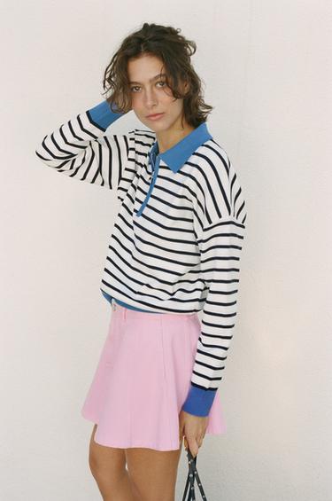 STRIPED KNIT POLO SHIRT - striped by Zara
