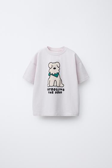 CAMISETA ESTAMPADA PERRO - Malva claro de Zara