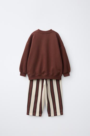 STRIPED SWEATSHIRT AND JOGGER PANTS SET — Brick 2