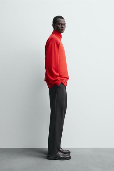 SWEAT DÉLAVÉ COL ZIPPÉ - Rouge de Zara - Image 3