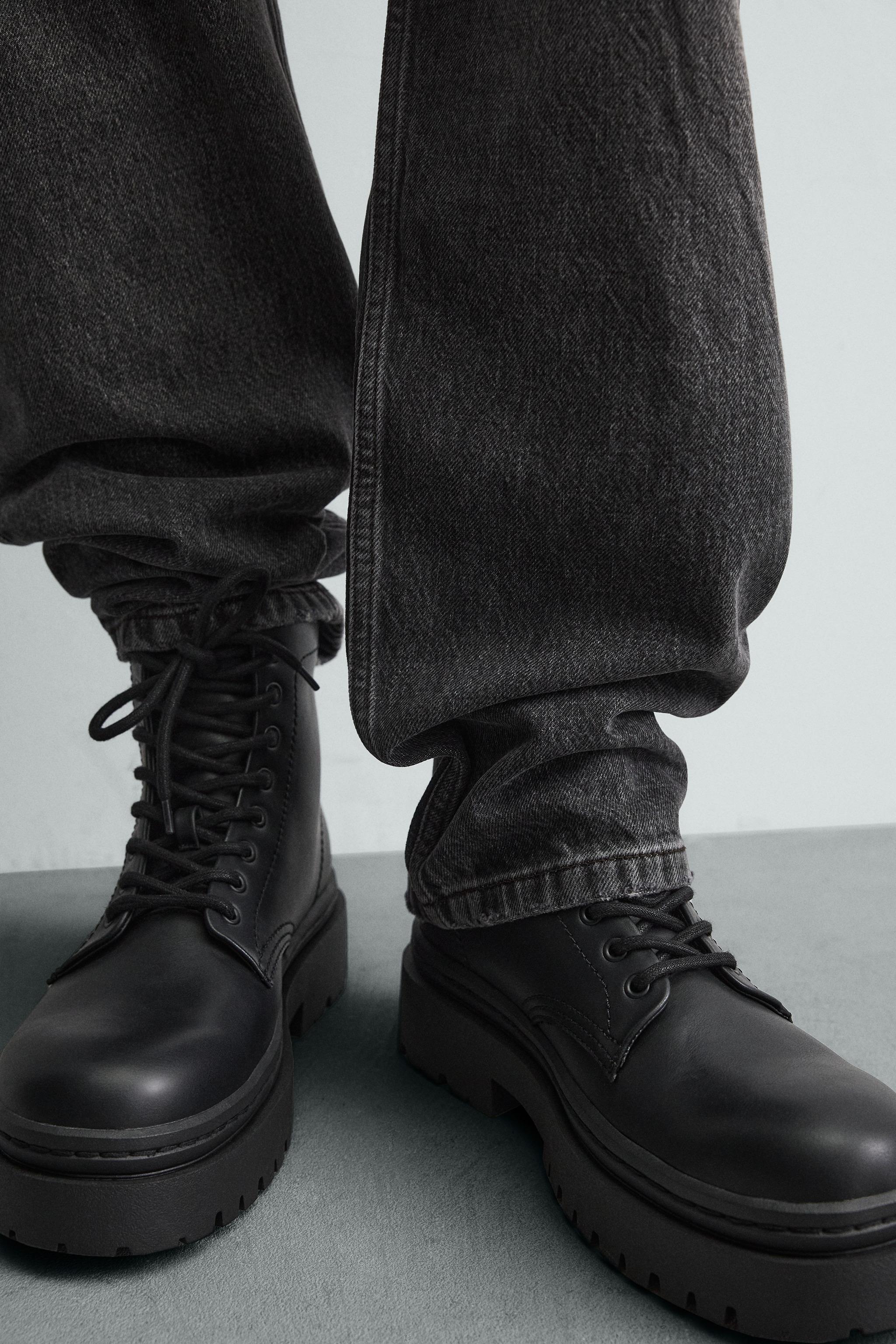LACE-UP BOOTS WITH CHUNKY SOLE - Black | ZARA New Zealand