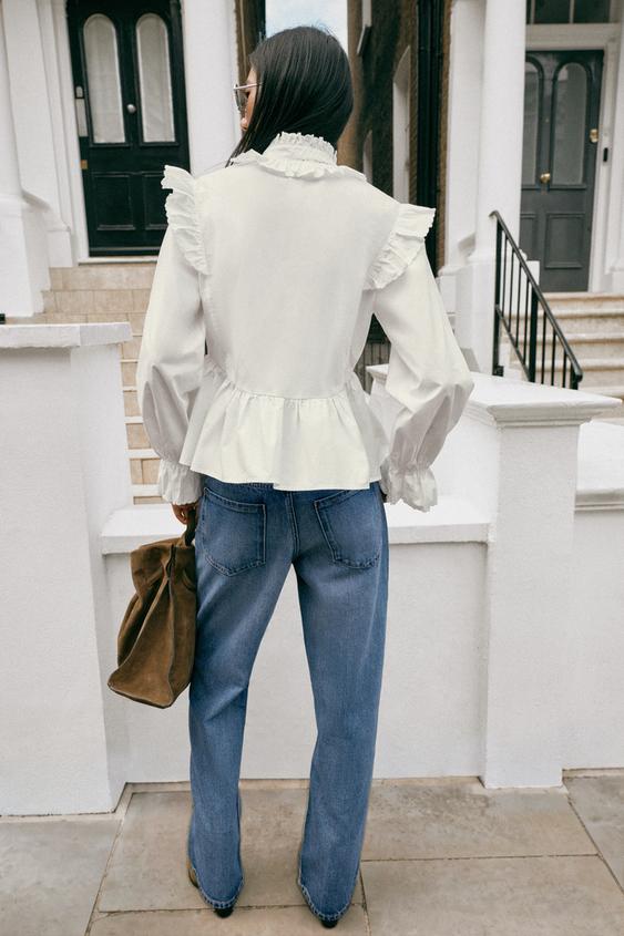 BLOUSE ROMANTIQUE À VOLANTS - Blanc de Zara - Image 6