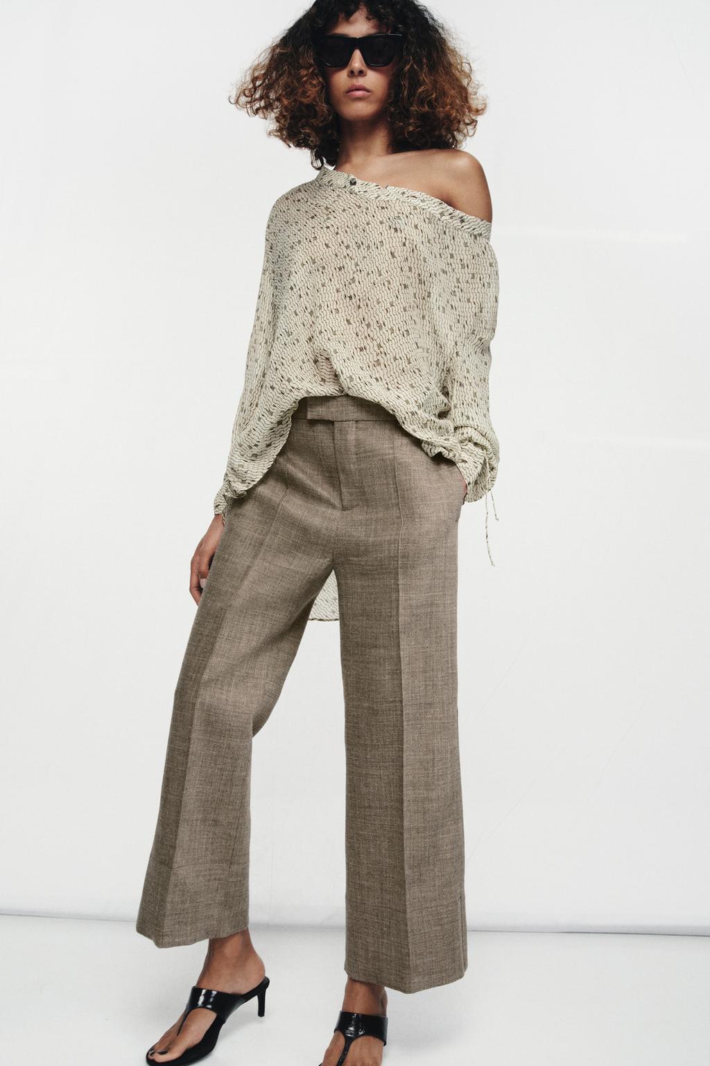 CROPPED WOOL FLARE PANTS ZW COLLECTION - image 2