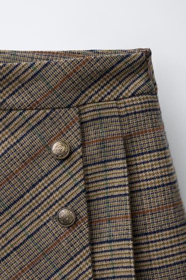 JUPE-SHORT À CARREAUX - Marron clair de Zara - Image 2