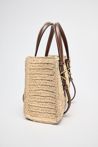 WOVEN MINI TOTE BAG - Light beige by Zara - Image 4
