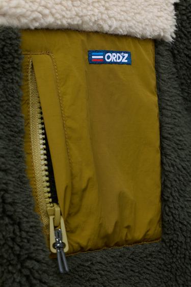 BLOUSON EFFET MOUTON COLOR BLOCK - Kaki de Zara - Image 6