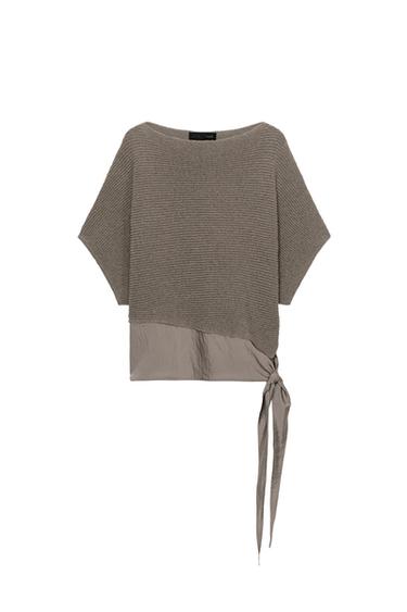 CONTRAST KNOT KNIT TOP - Stone by Zara