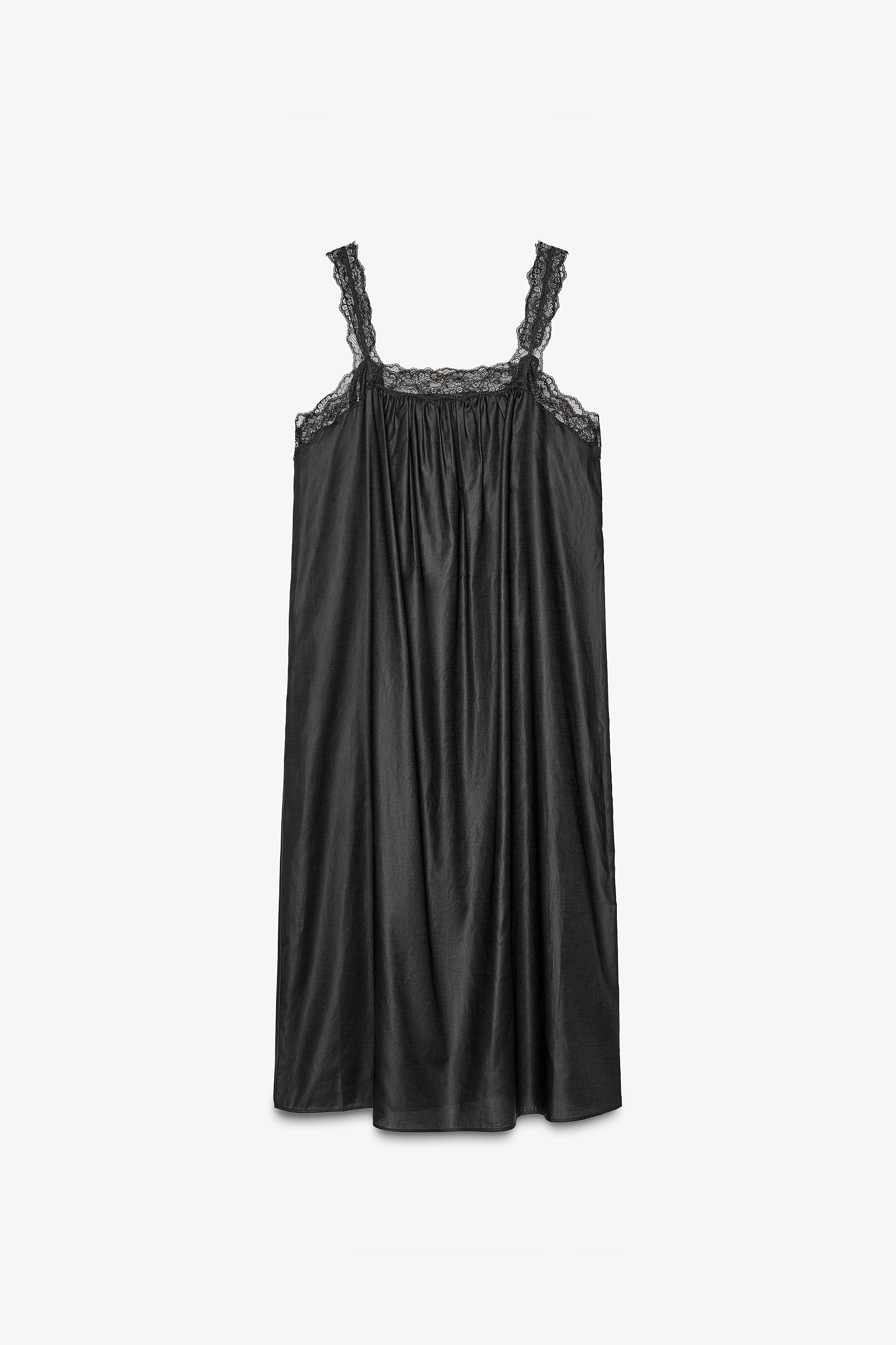 ZWコレクション レース ミディ丈ワンピース - ブラック | ZARA