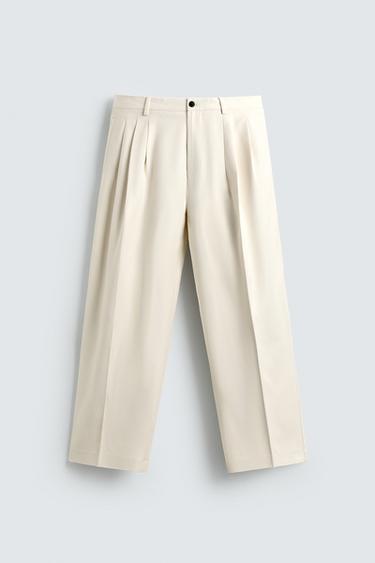 LIMITED EDITION VISCOSE PLEATED TROUSERS - Oyster-white by Zara