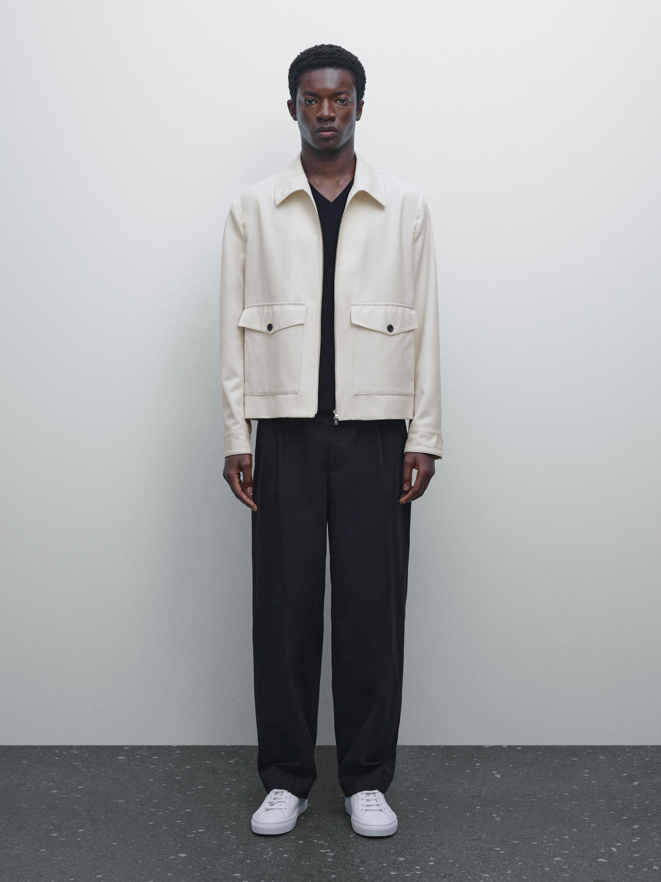 Blouson poches laine et coton