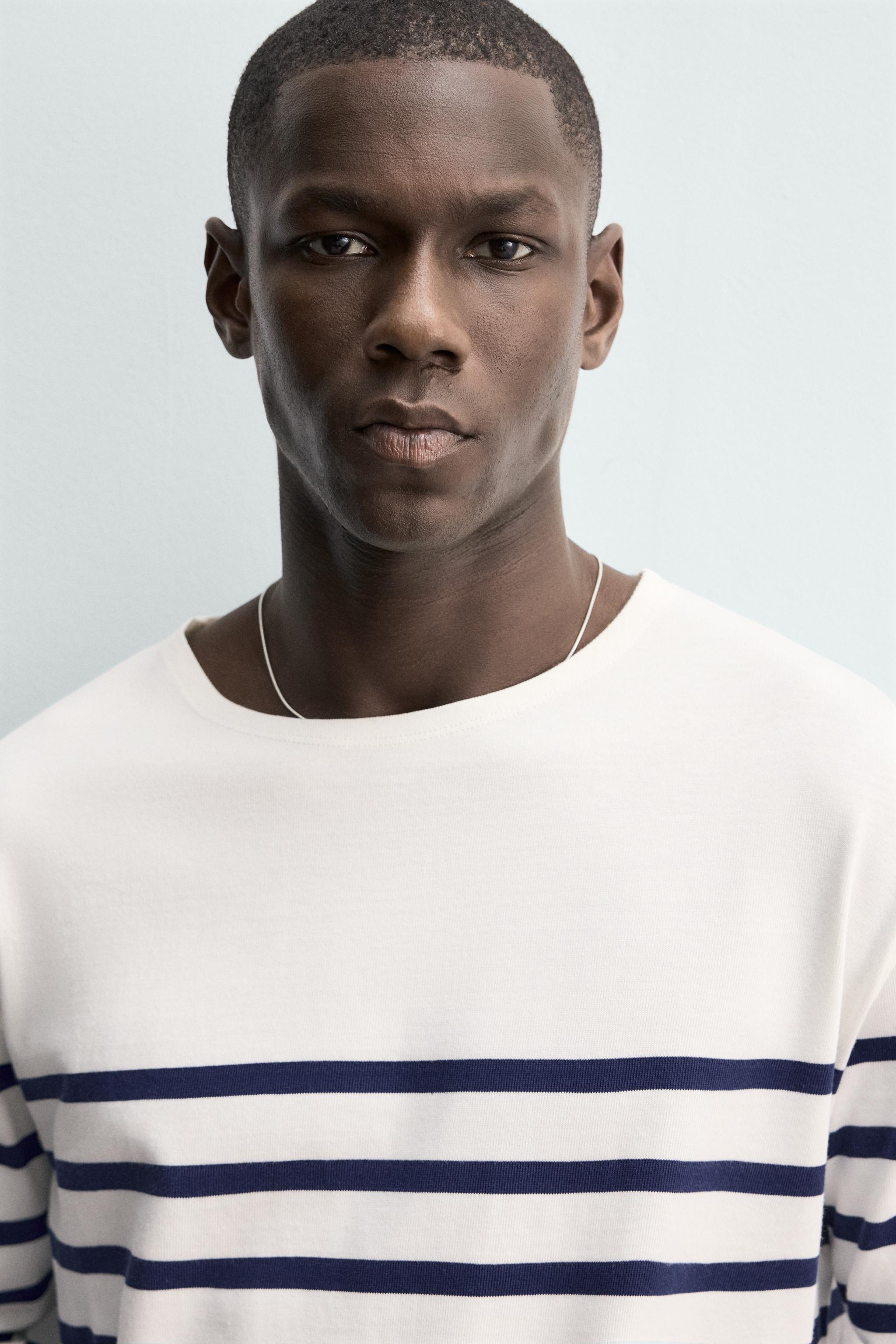 RELAXED FIT STRIPED JACQUARD T-SHIRT