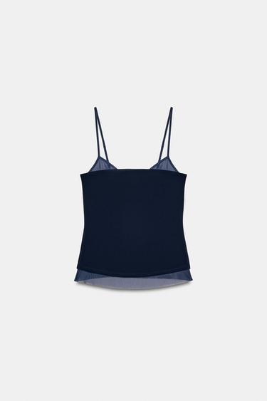 COMBINED TULLE STRAPPY TOP - Blue by Zara - Image 5